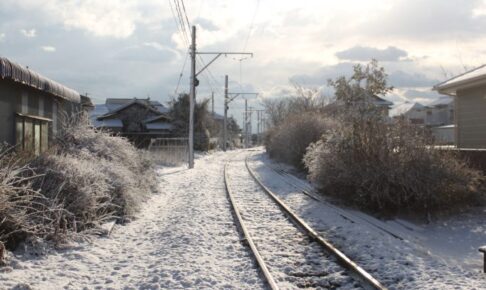 千葉県 銚子市 銚子電鉄線路 雪景色 田舎の風景って いいね！