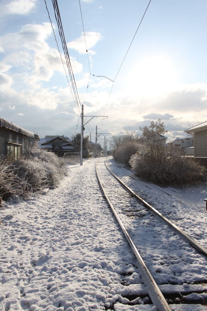 千葉県 銚子市 銚子電鉄線路 雪景色 田舎の風景って いいね！